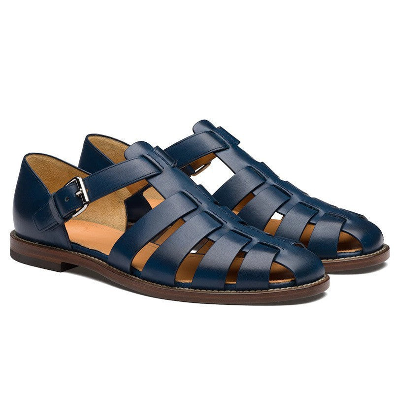 Sandales pour hommes en cuir respirant avec boucle