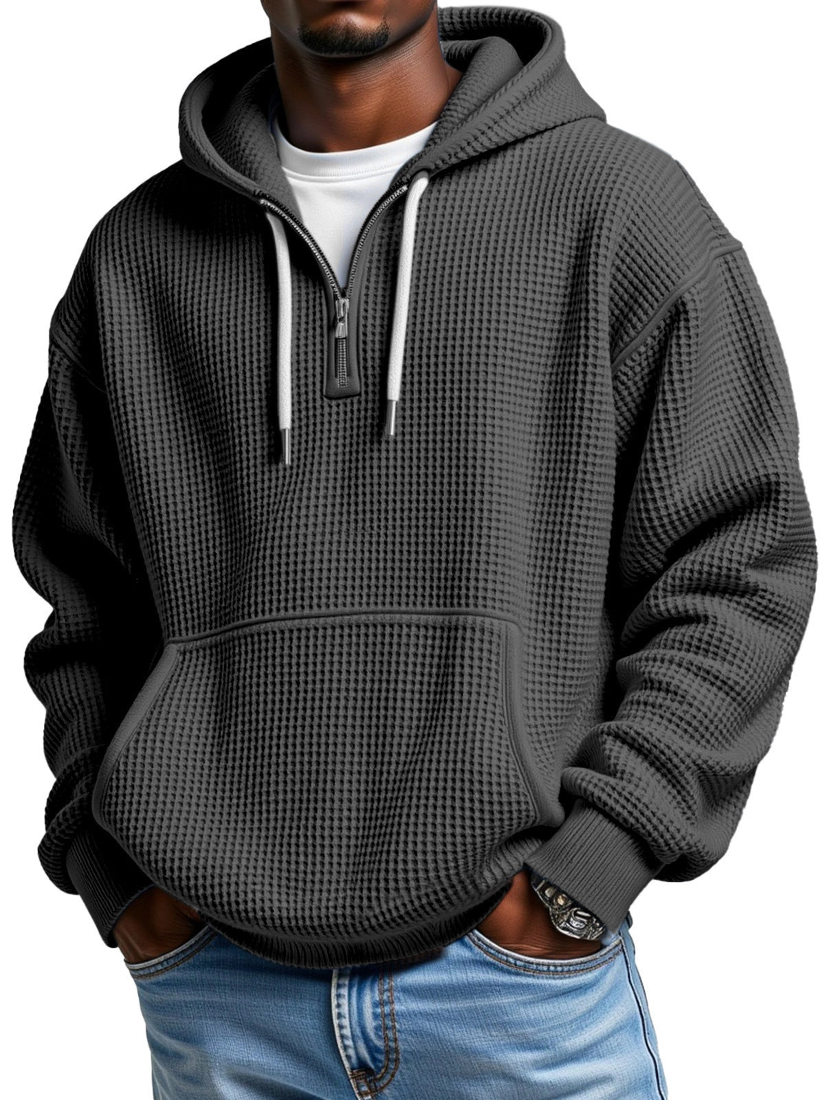 Sweat à capuche gaufré pour homme