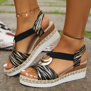 Chaussures :Sandales compensées en corde de chanvre pour femmes