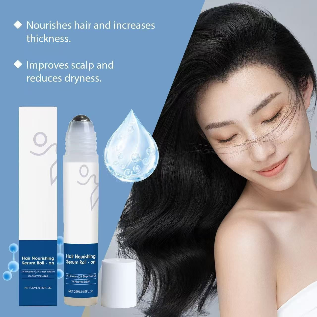 Nourishes and Cares for the Hair with Roller Ball Serum
