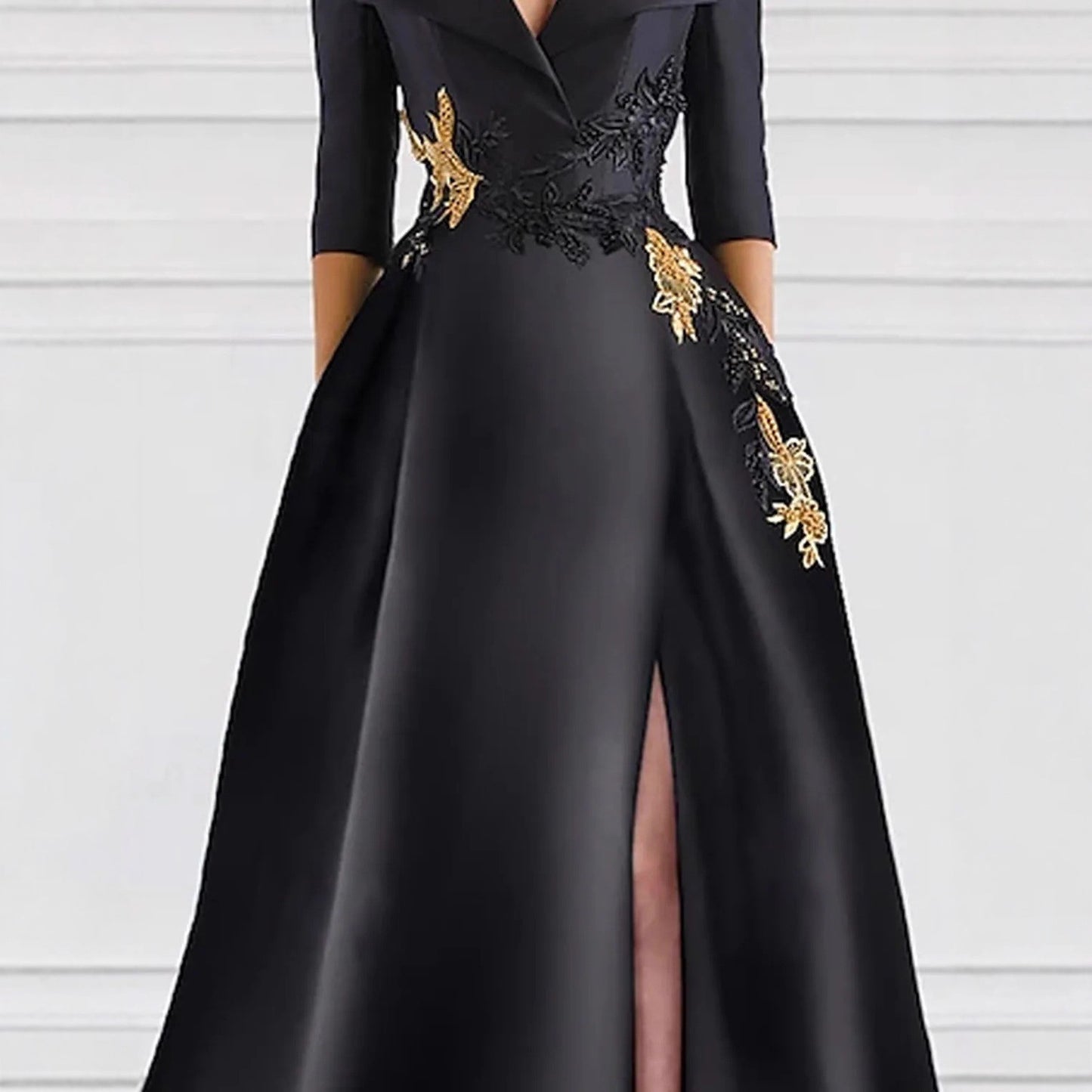 Robe de soirée élégante fendue avec décolleté en V