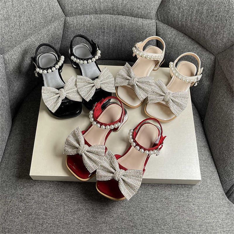 Chaussures de princesse à nœud perle pour enfants