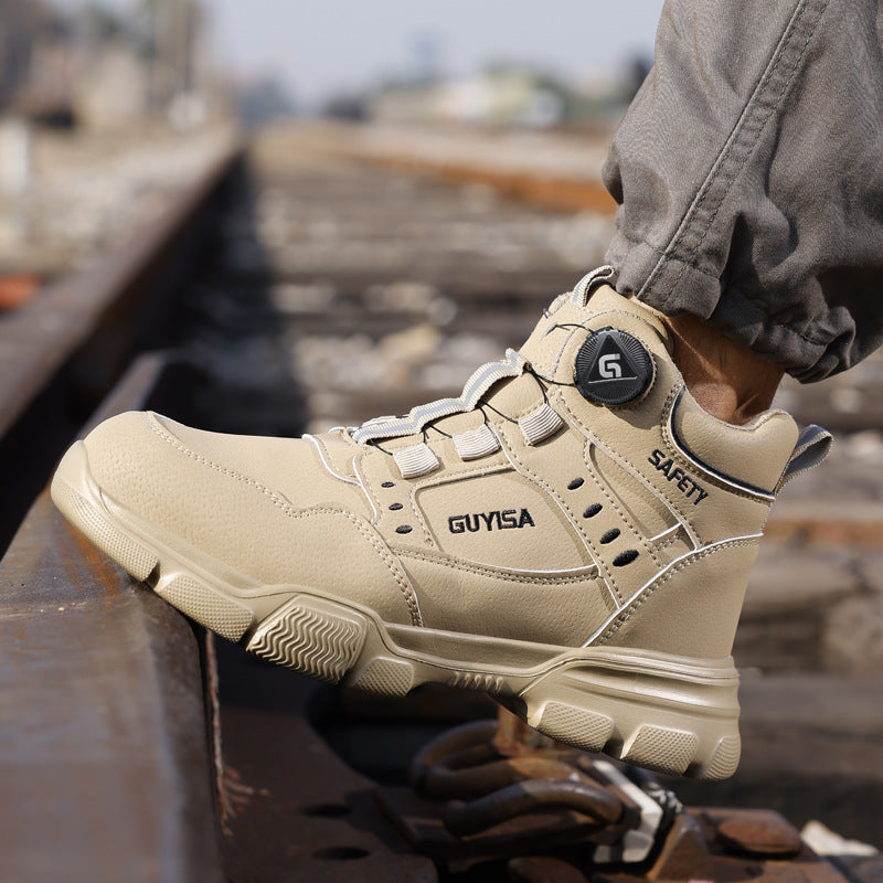 Chaussures de sécurité pour hommes à embout en acier, anti-perforation, légères et dotées d'une boucle intelligente