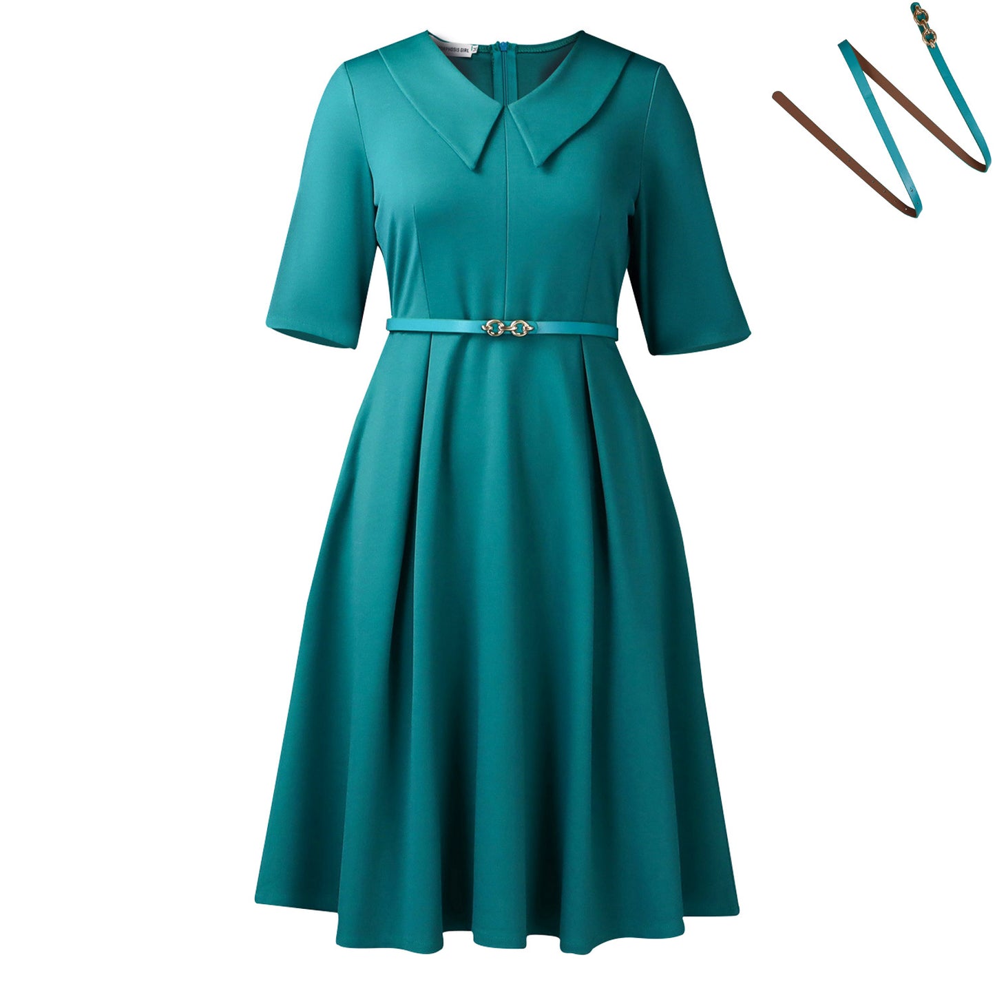 Habit :Robe élégante trapèze pour femme avec ceinture