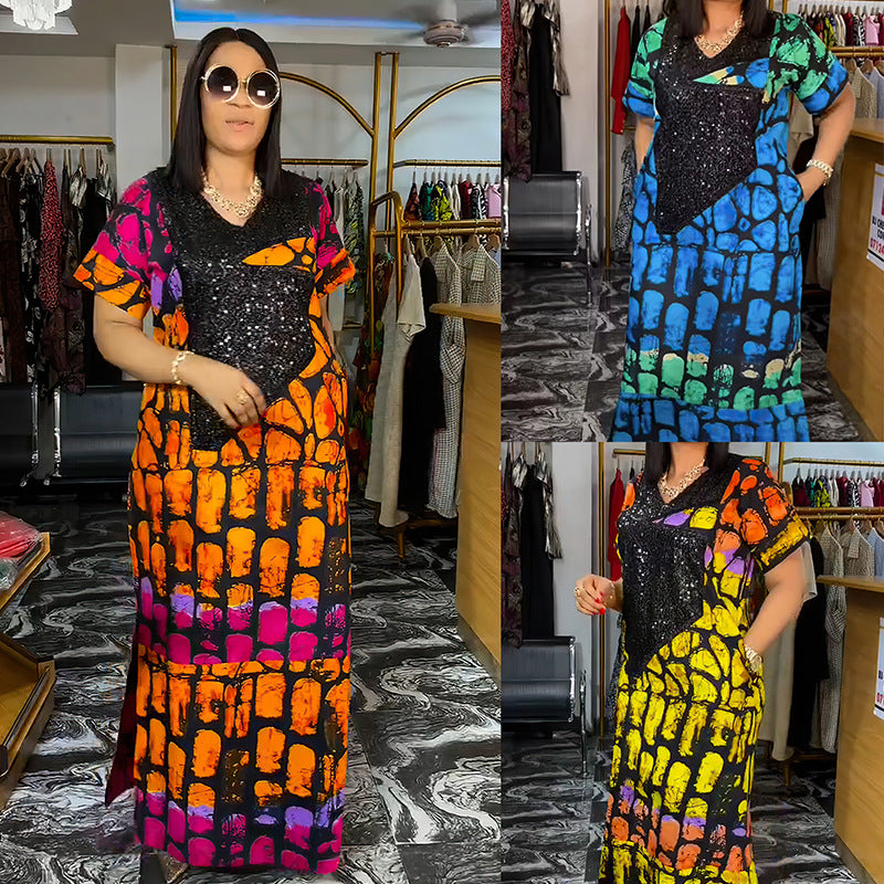 Habit :Robe en velours à sequins pour femme