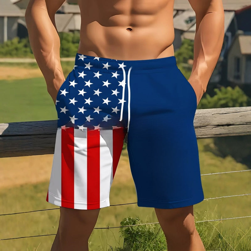 Short de plage décontracté pour homme avec imprimé 3D pour la fête de l'indépendance