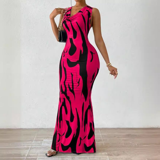Robe-pull à col en V pour femmes avec impression 3D