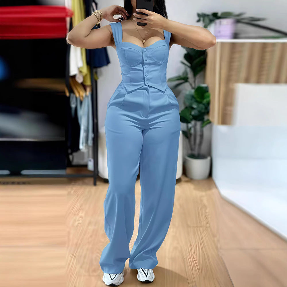 Ensemble débardeur moulant string et pantalon large
