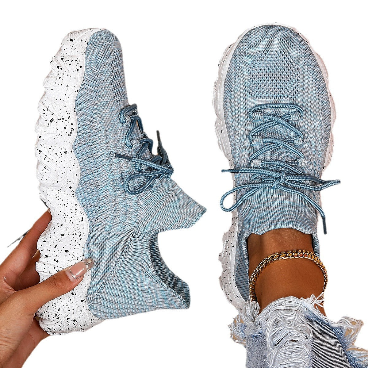 Chaussures de sport en mesh respirant pour femmes à enfiler