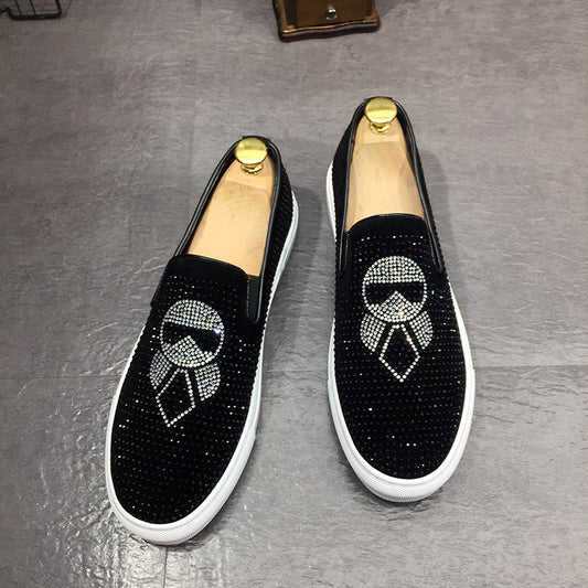 Chaussures :Mocassins à enfiler pour hommes avec strass