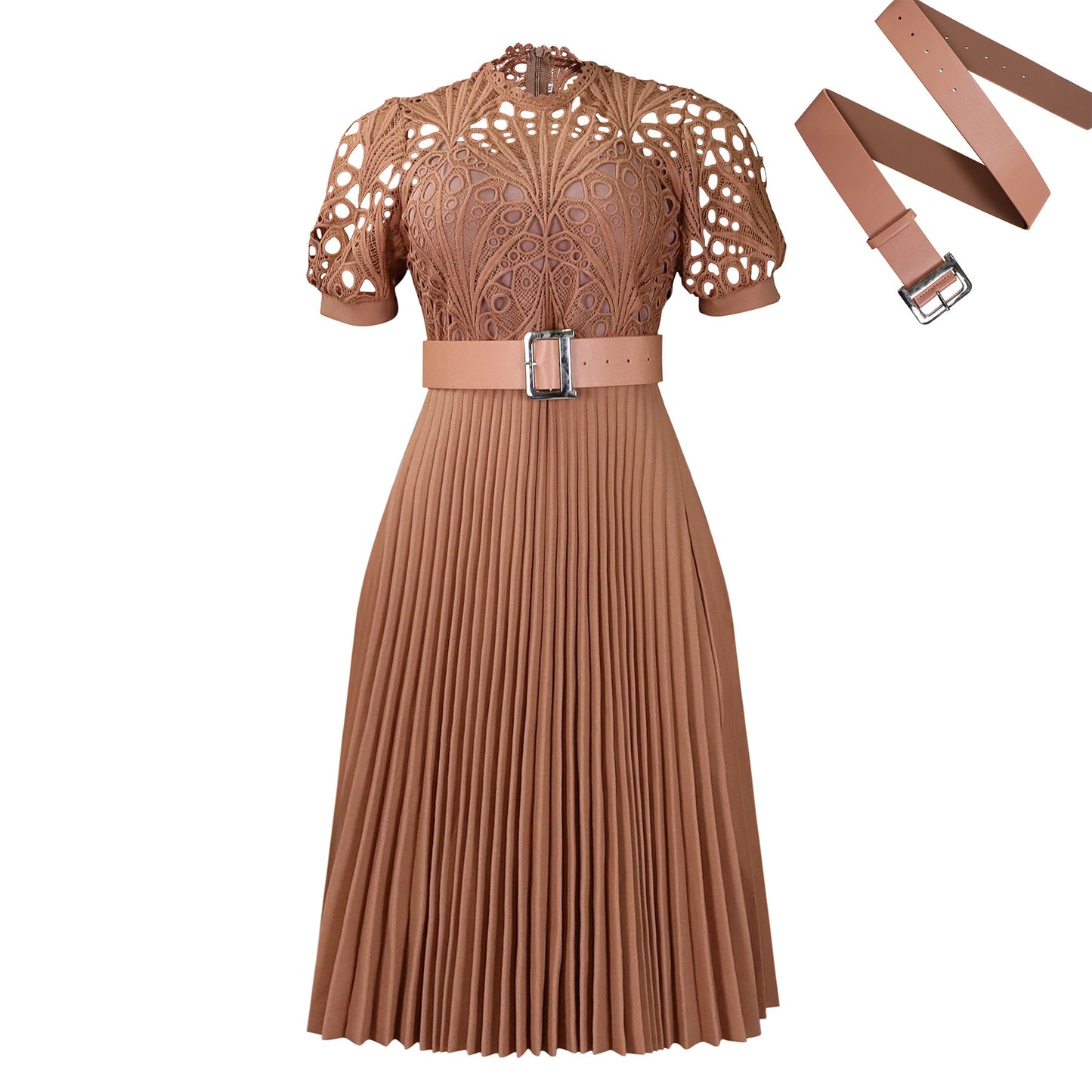 Robe à capuche plissée en dentelle pour femmes