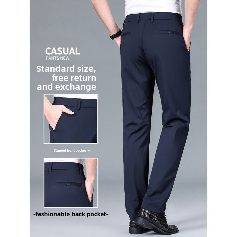 Pantalon décontracté à jambes droites élastiques pour homme
