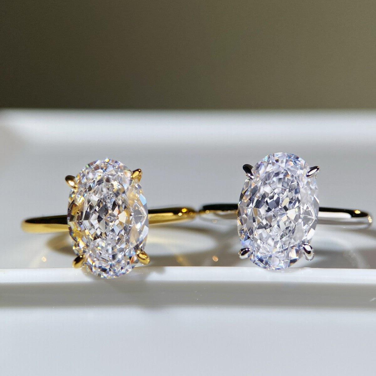 Bague en argent sterling S925 avec diamant et plaquage or