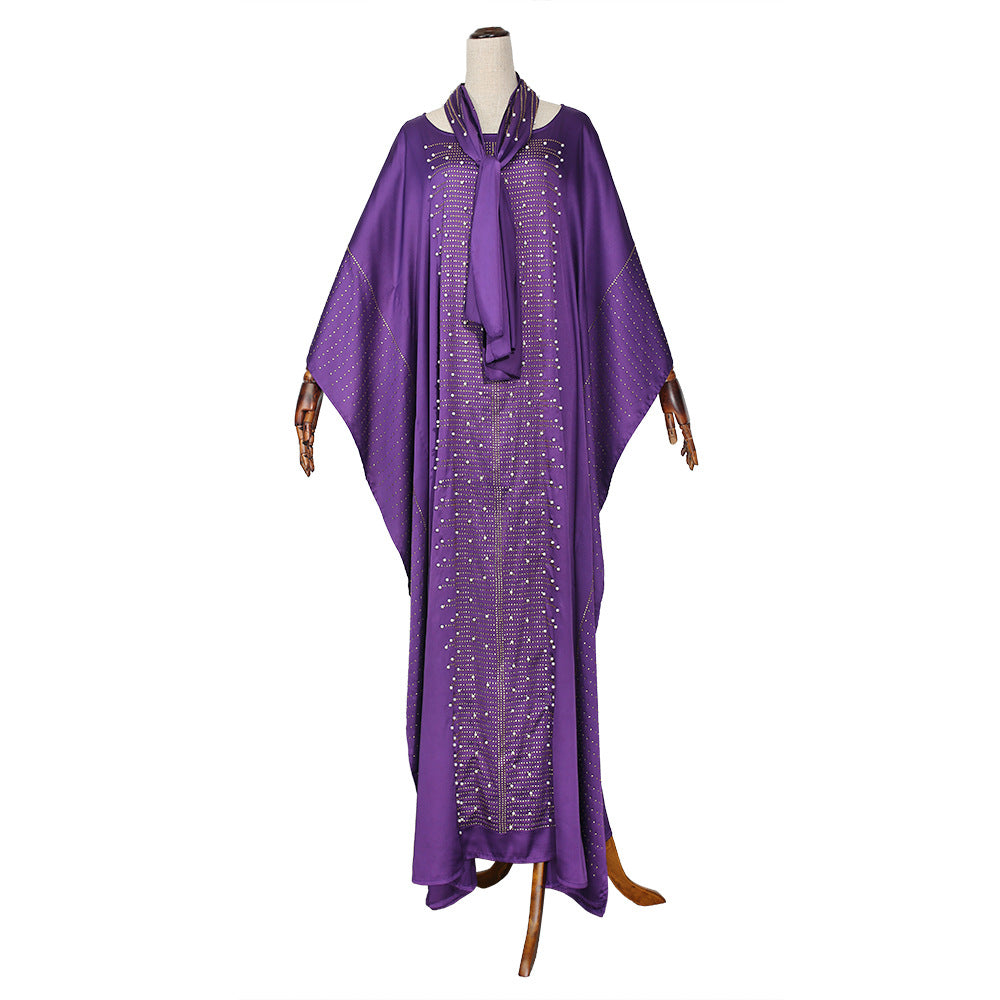 Habit :Robe de chambre en satin de soie à manches chauve-souris pour femme
