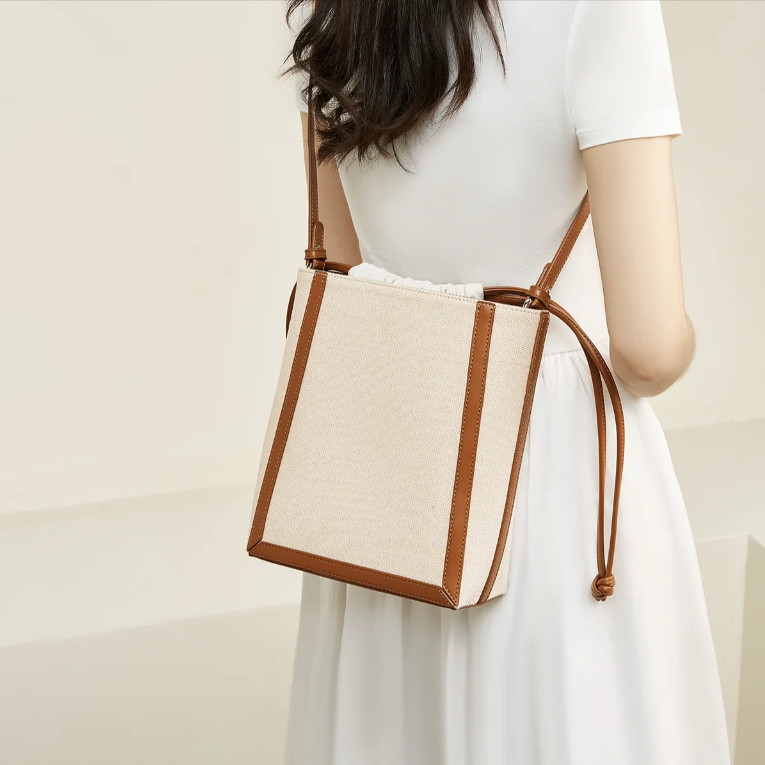 Sac cabas bandoulière grande capacité bicolore pour femme
