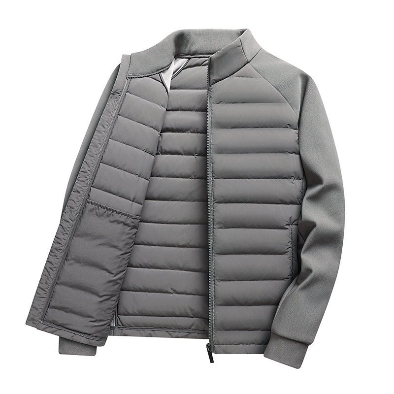 Veste matelassée pour homme avec col montant en tricot et empiècement soudé