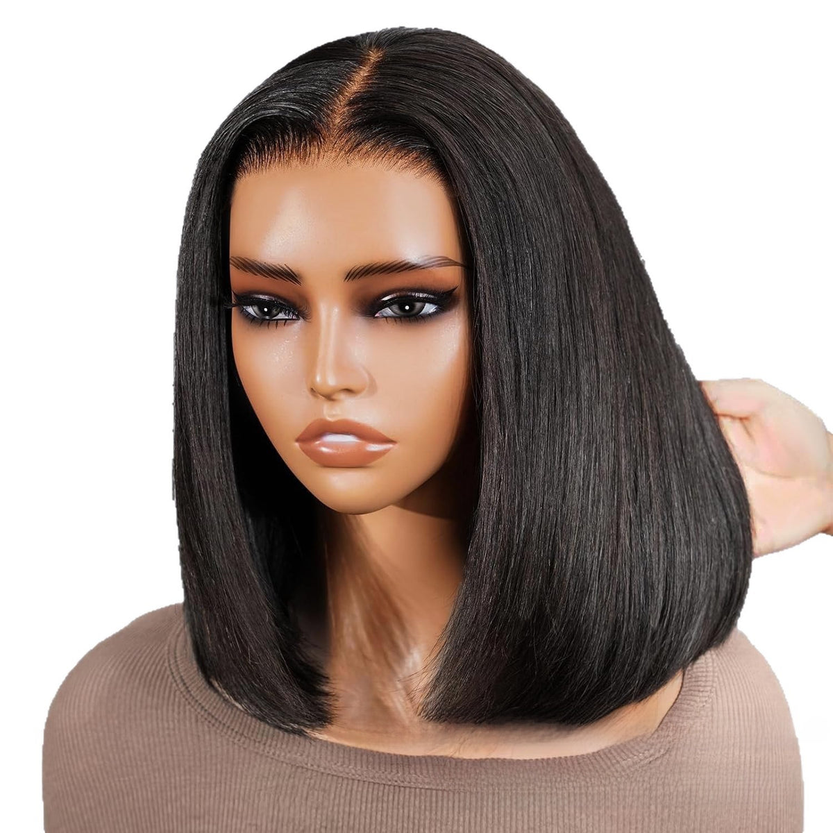 Perruque Bob lisse en cheveux humains avec lace front
