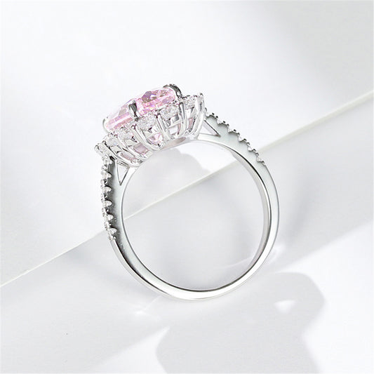 Bague en argent sterling en forme d'œuf avec diamant rose