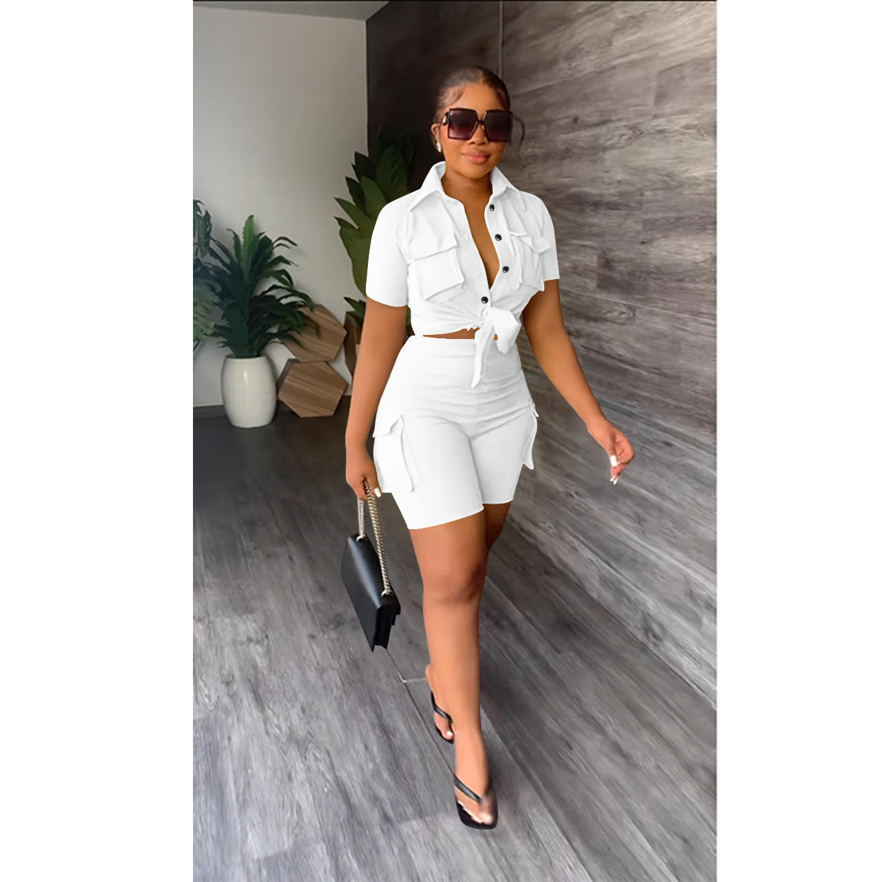 Women's Short Sleeve Shirt and Shorts Set