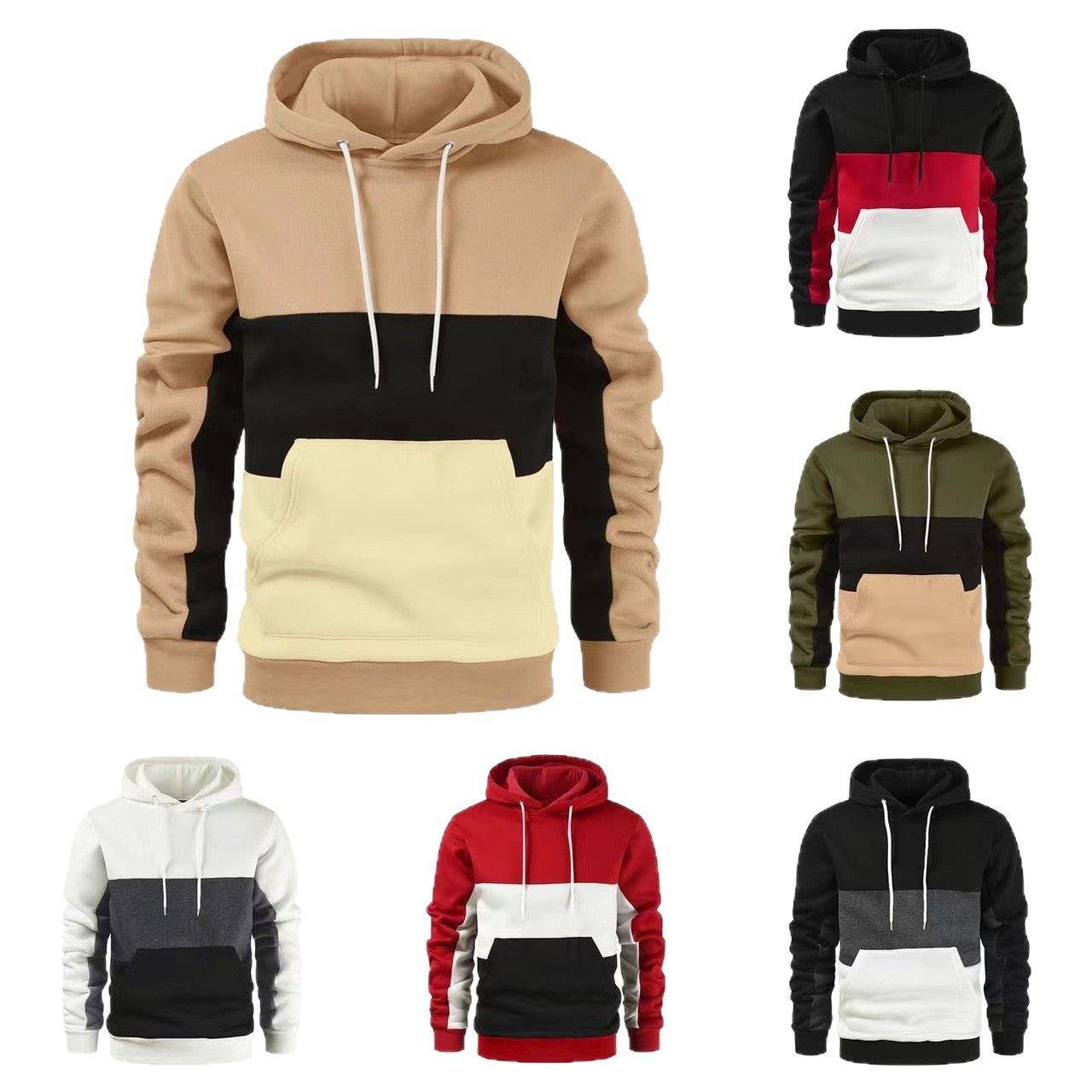 Sweat à capuche en polaire à blocs de couleur pour homme