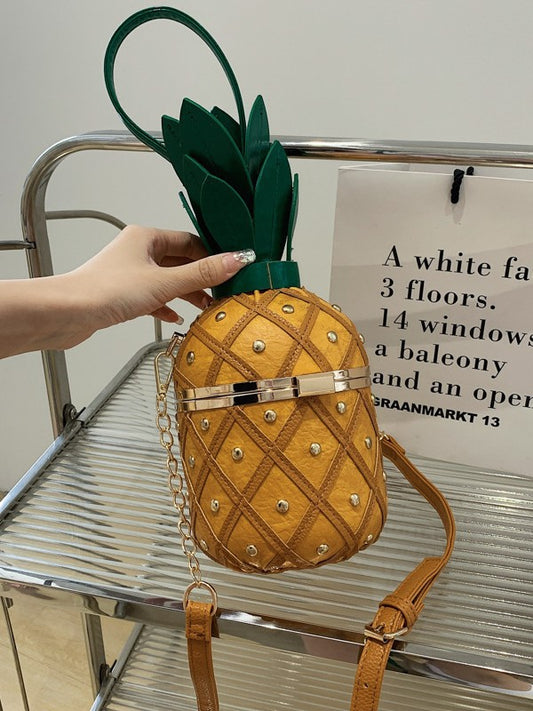 Sac bandoulière en forme d'ananas avec détail de chaîne