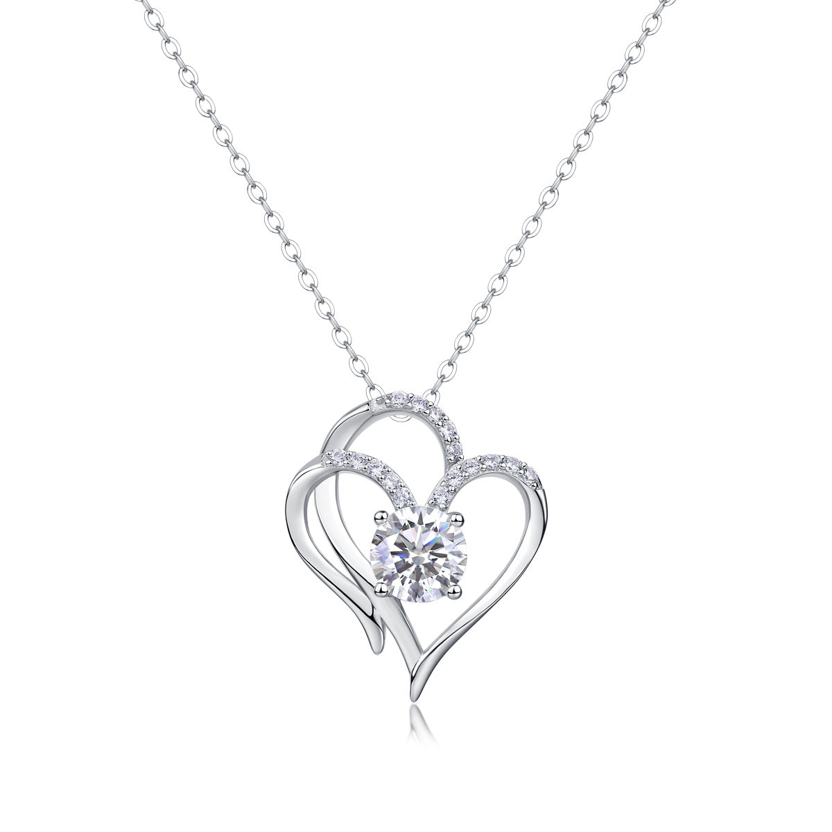 Collier pendentif géométrique en moissanite et argent sterling