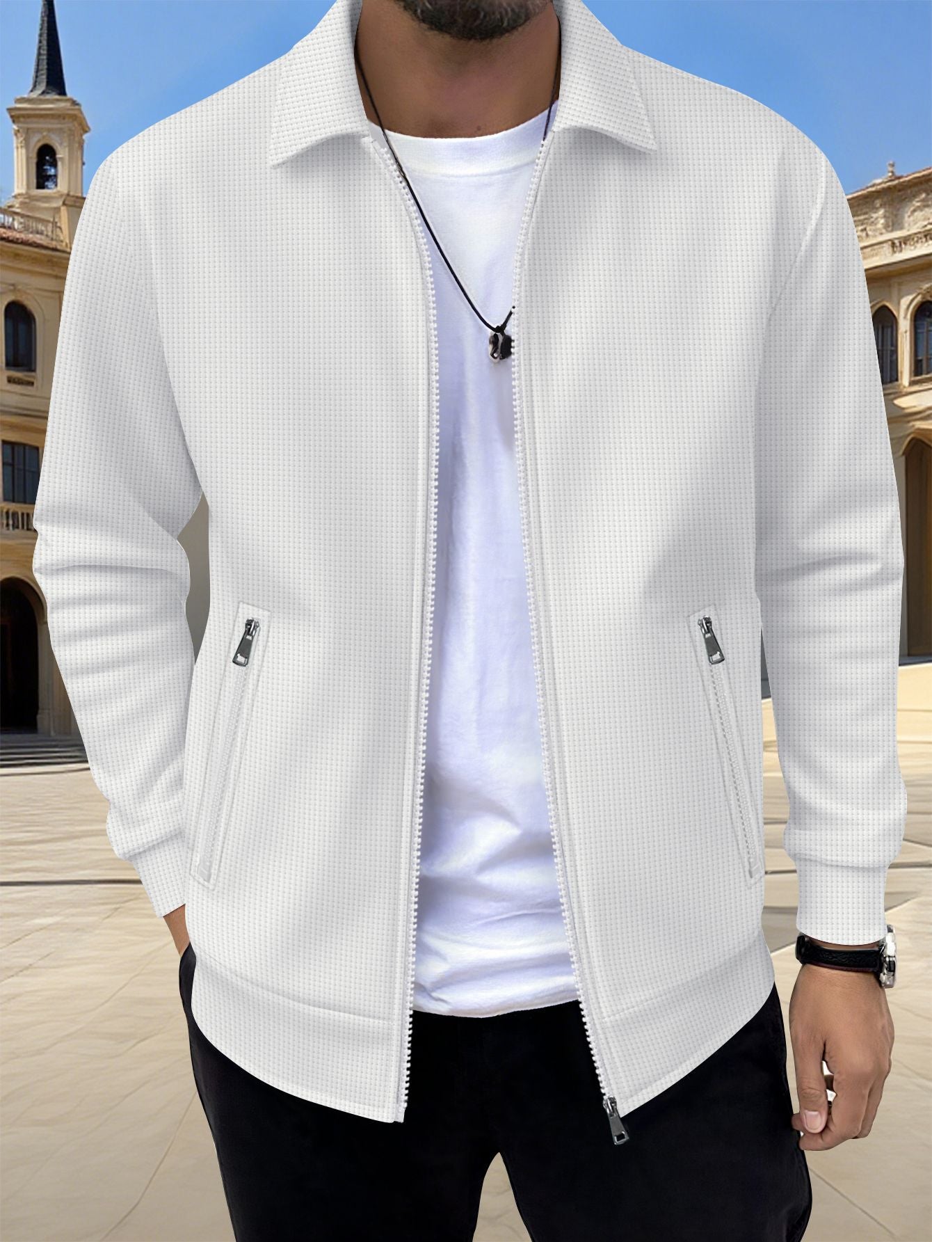 Veste décontractée pour homme avec fermeture éclair