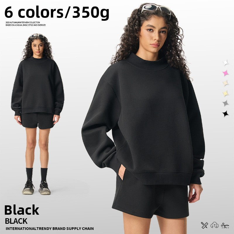 Sweat-shirt pour femmes en velours épais à col montant demi