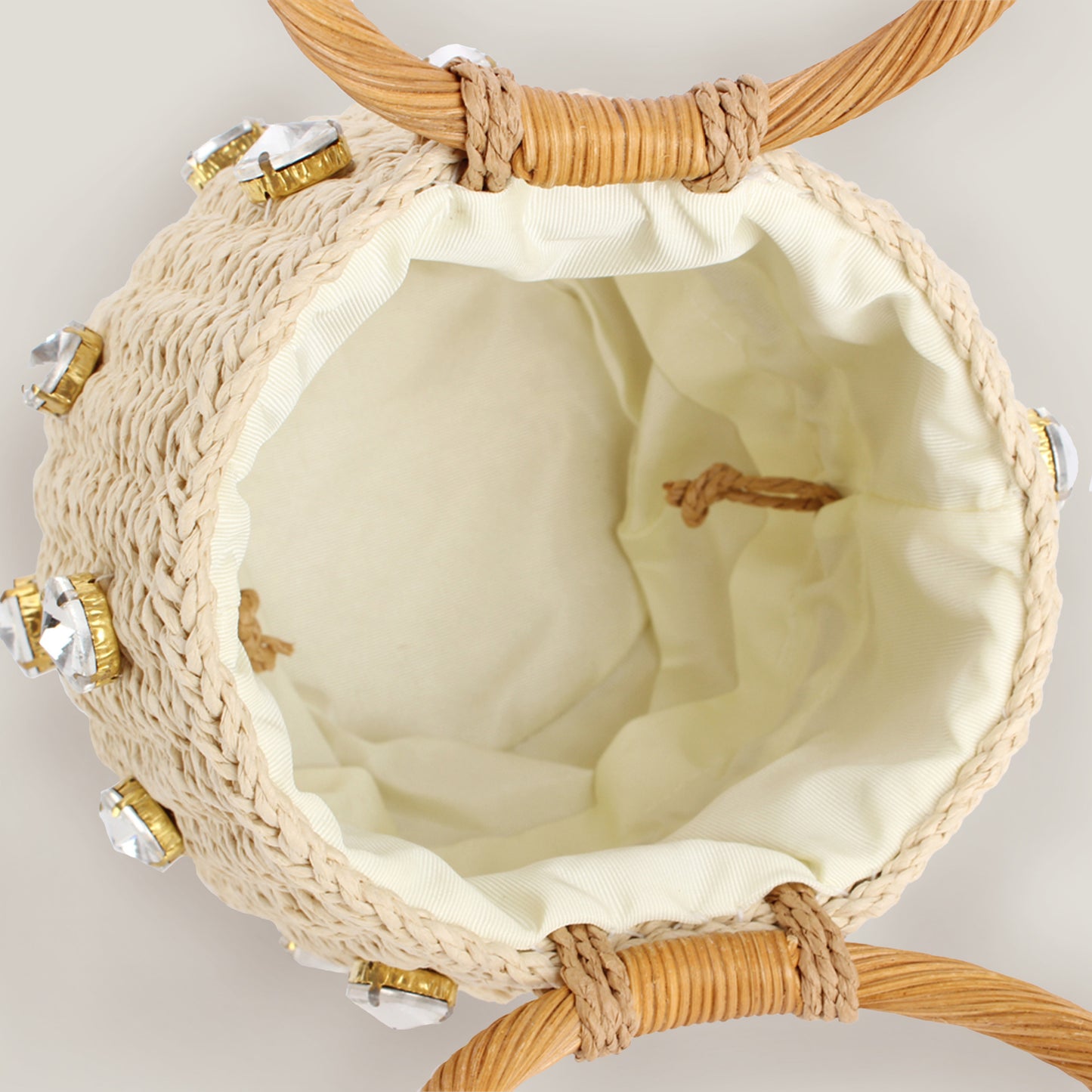 Sac cylindrique à main tissé en losange