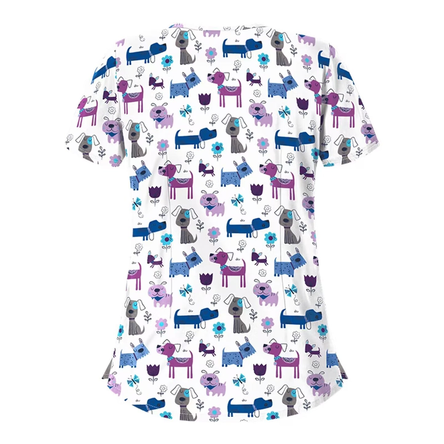 T-shirt imprimé à manches courtes et col en V