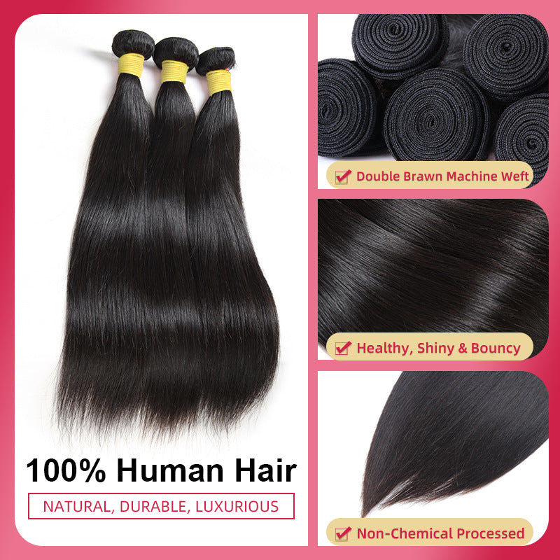 Perruque en cheveux humains lisses