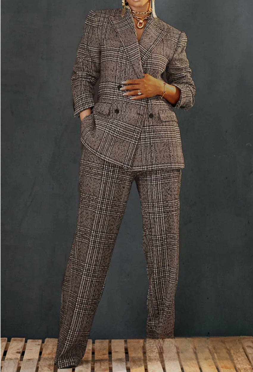 Veste et pantalon femme à carreaux
