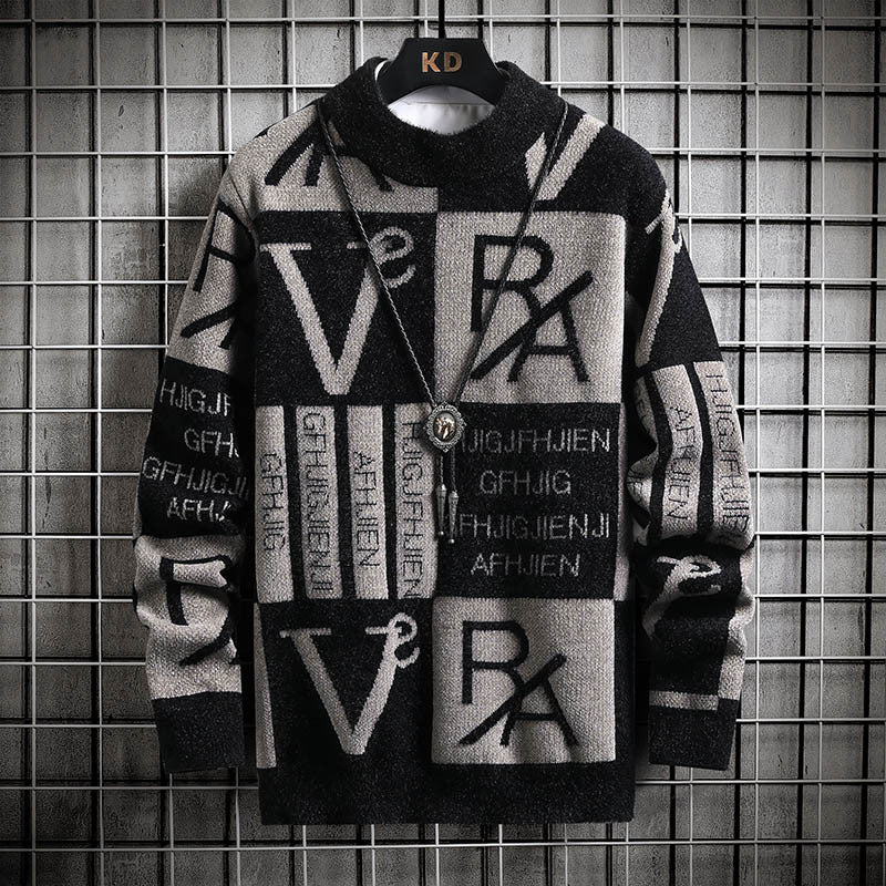 Pull en tricot pour hommes à rayures avec couleurs contrastantes