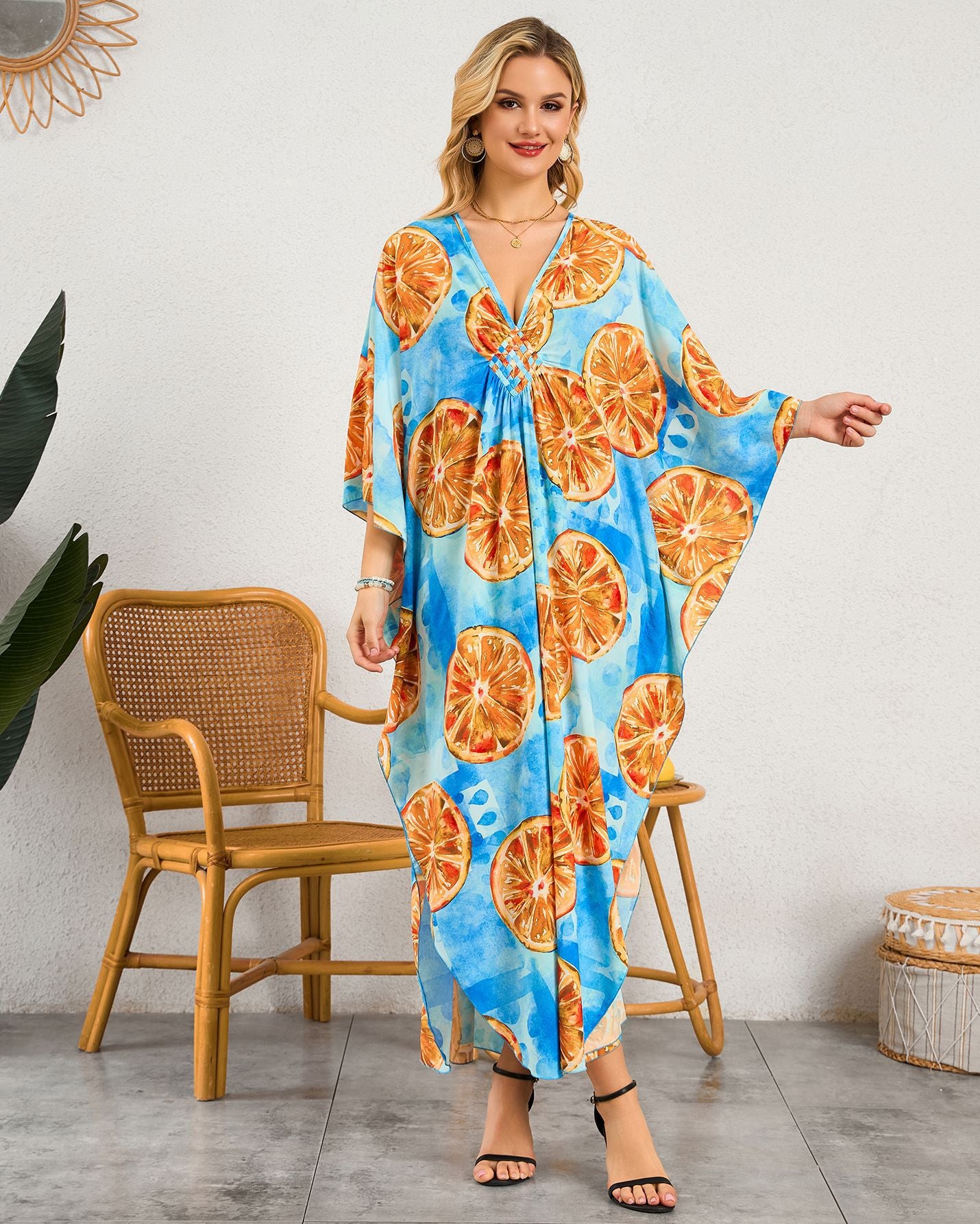 Robe de plage à encolure en V tissée