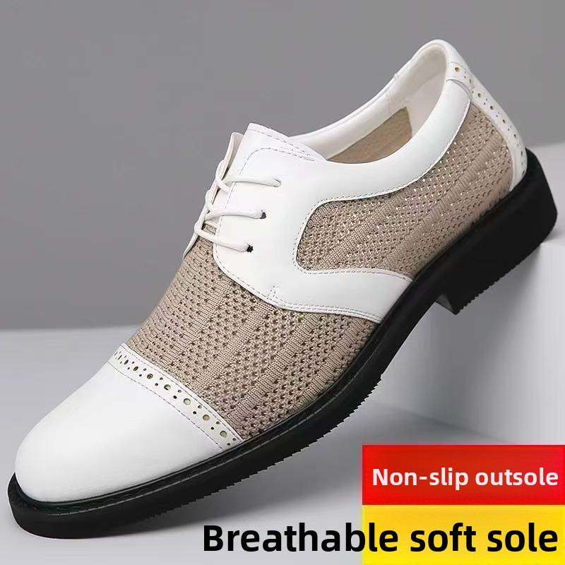 Chaussures decontractees en cuir et maille respirante pour hommes
