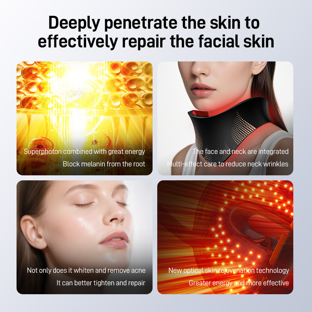 Masque facial LED de thérapie par photons avec soin du cou