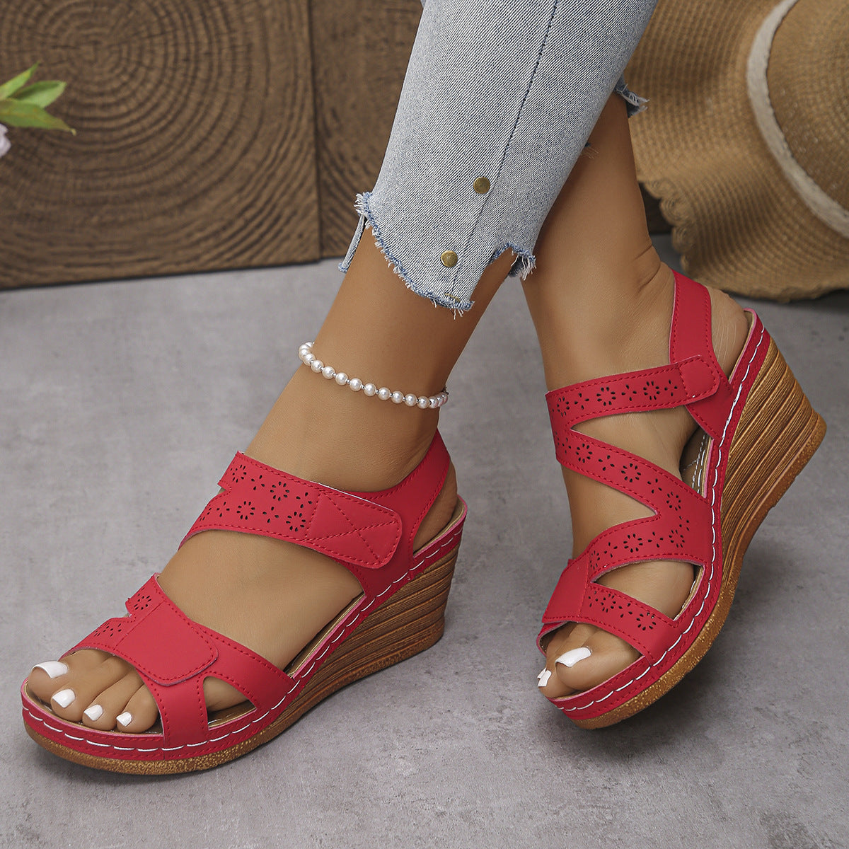 Chaussures :Sandales à scratch pour femmes