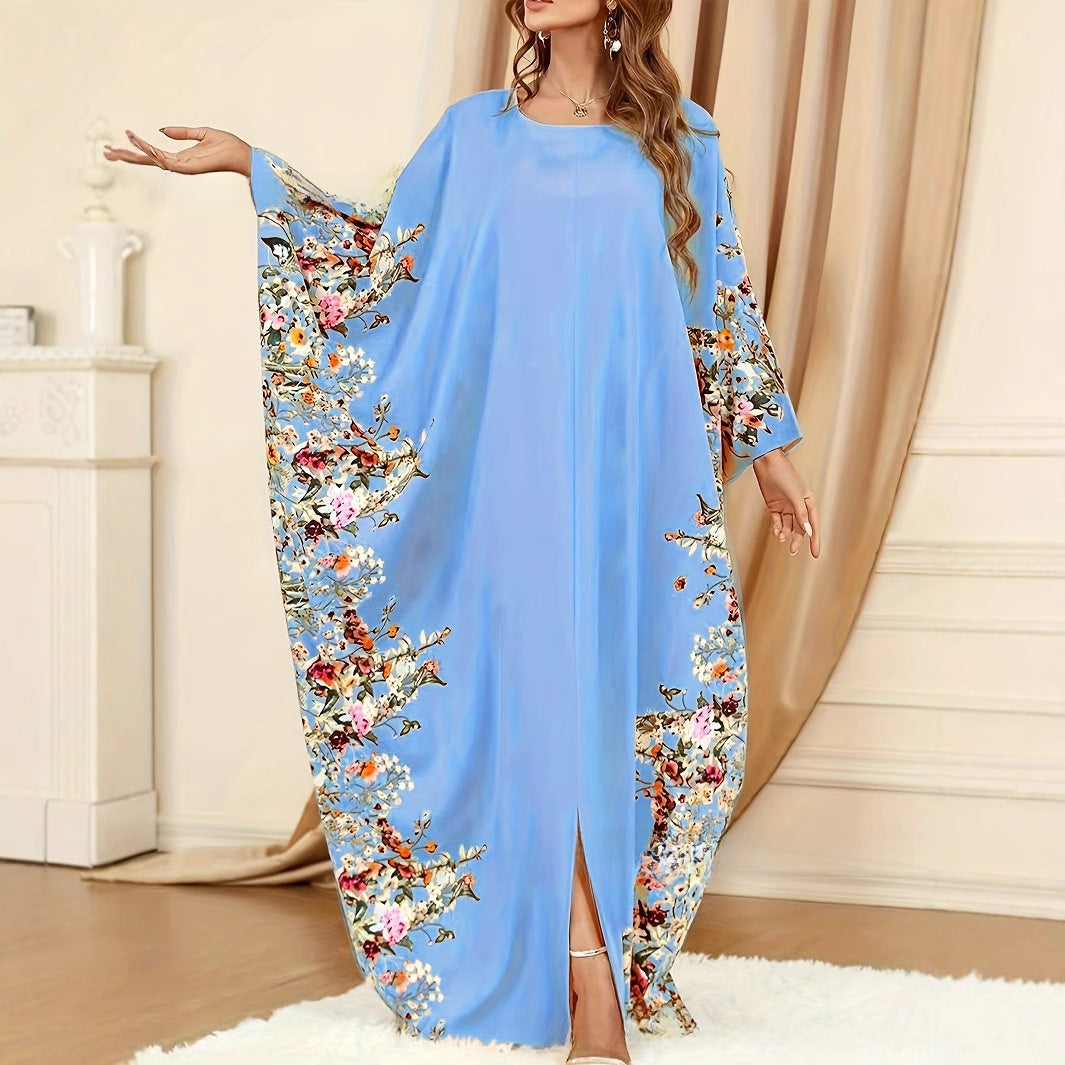 Robe longue élégante à manches chauve-souris