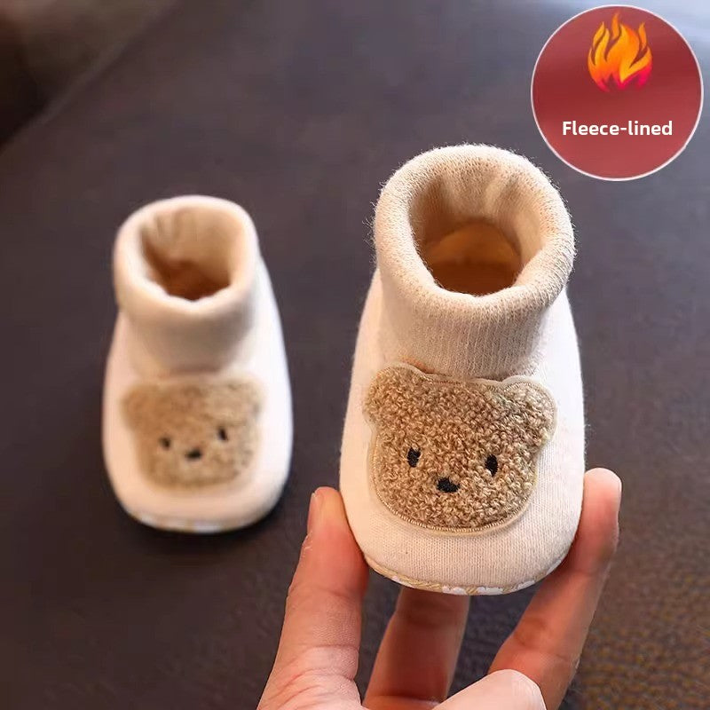 Chaussures pour bébé à semelle souple et doublure polaire