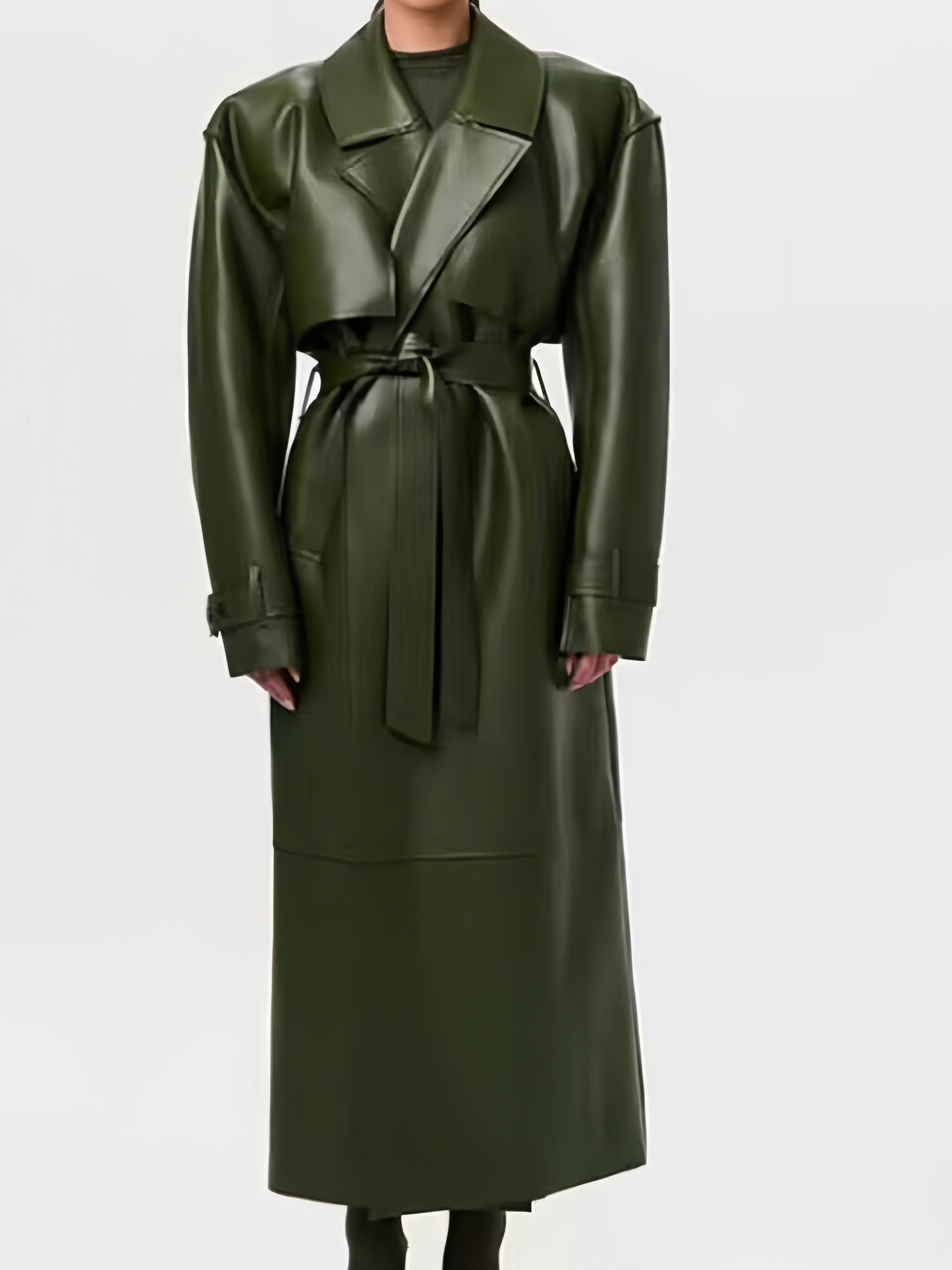 Manteau long rétro américain avec ceinture