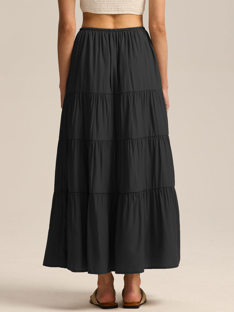 Jupe longue taille haute pour femmes avec dos lacé