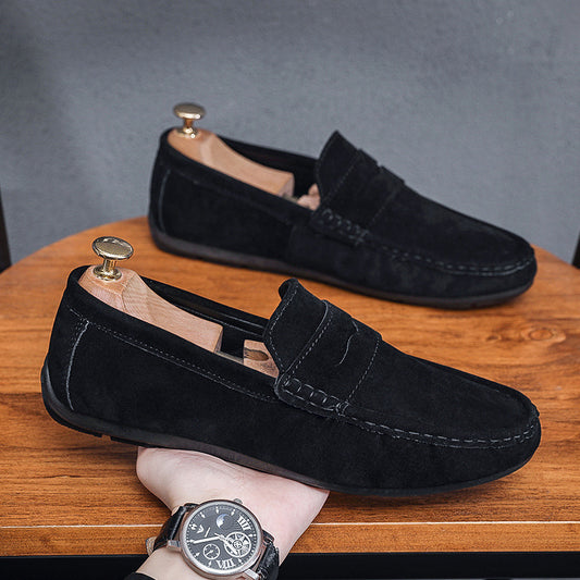 Chaussures décontractées en daim style britannique pour hommes à enfiler