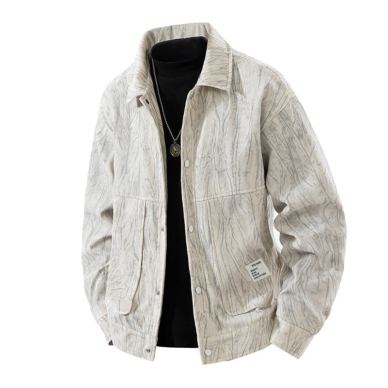 Veste en velours côtelé pour homme avec motif teint