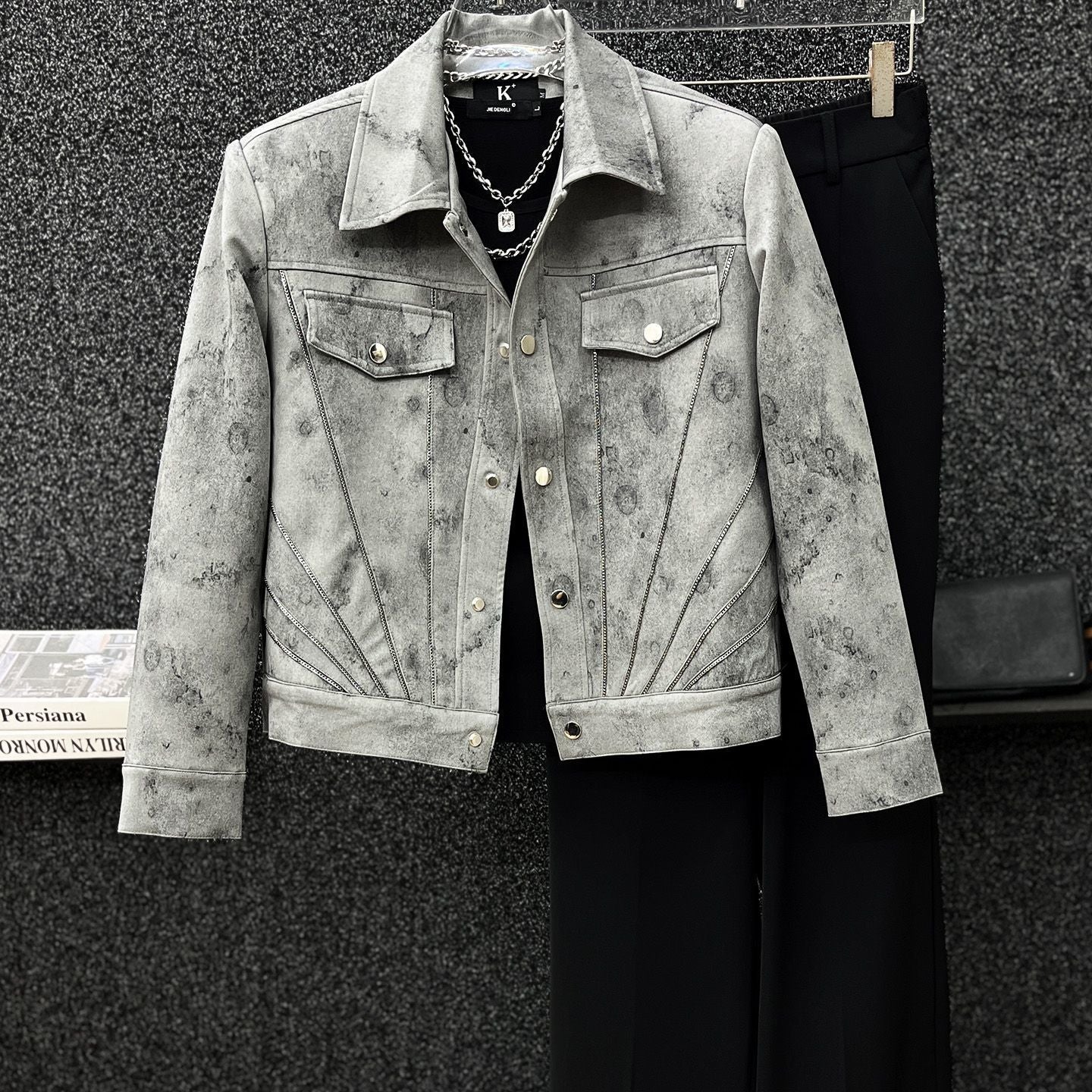 Veste courte rétro tie-dye pour hommes
