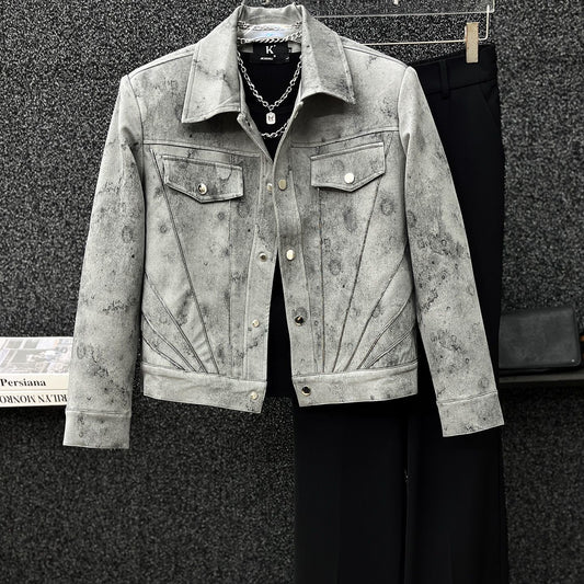Veste courte rétro tie-dye pour hommes