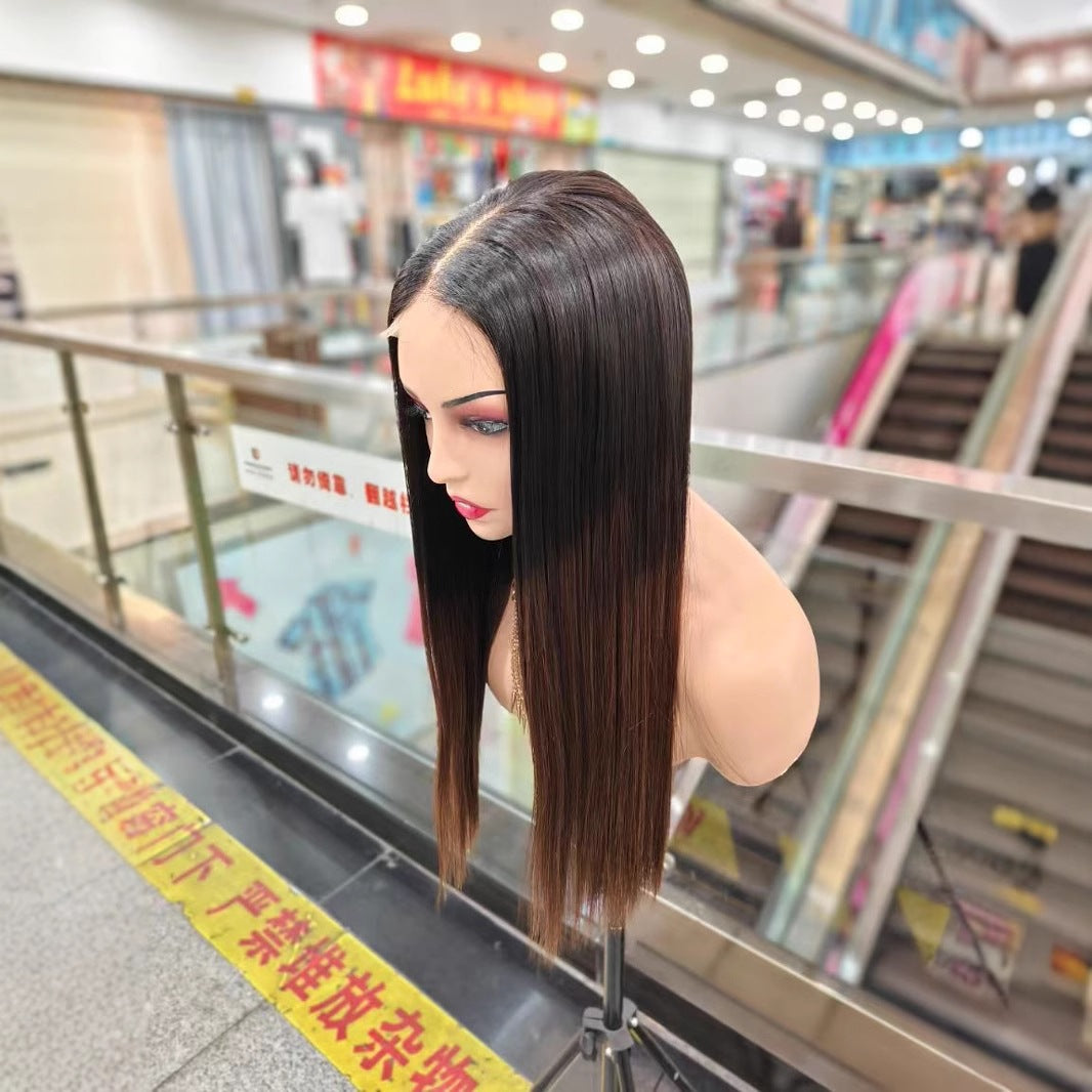 Perruque droite en cheveux humains vietnamien avec front en dentelle