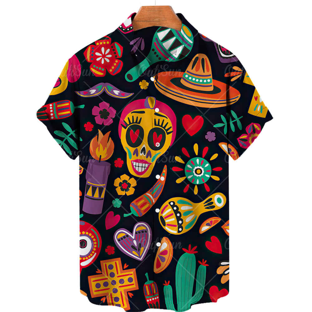 Chemise vintage pour homme à manches courtes