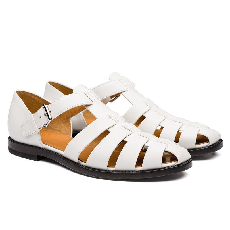 Sandales pour hommes en cuir respirant avec boucle