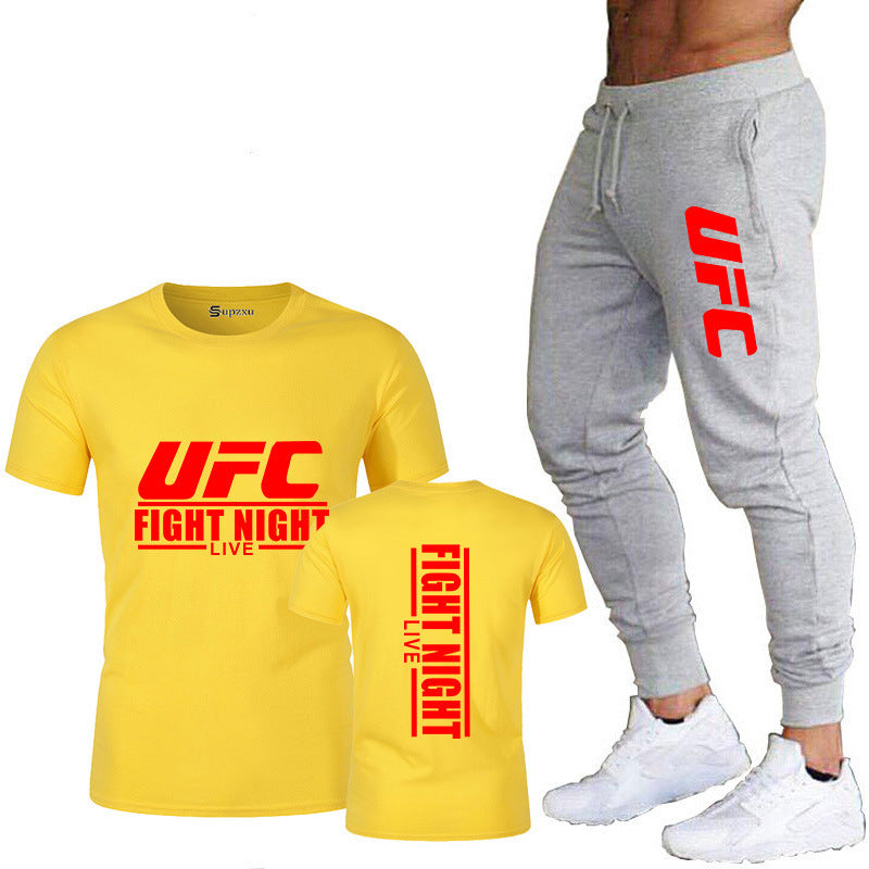 Ensemble de vêtements de sport pour hommes comprenant un t-shirt en coton et un pantalon