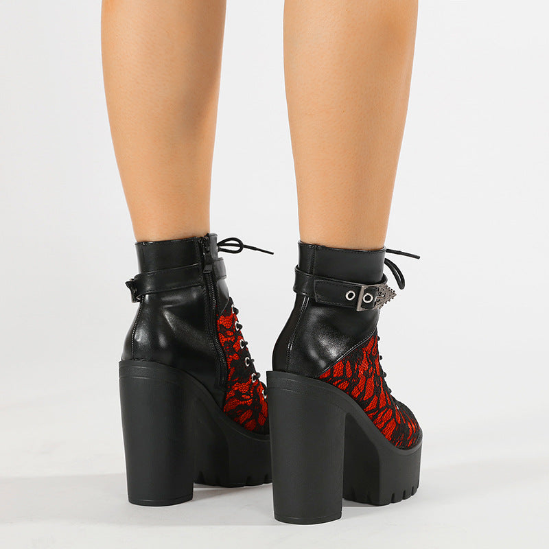 Bottines vintage à talons hauts en dentelle
